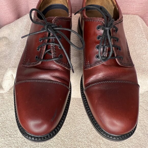 Dockers Mens Burgundy Leather Oxford Shoes Size 10.5M Cap Toe Casual Comfortable - Picture 4 of 16